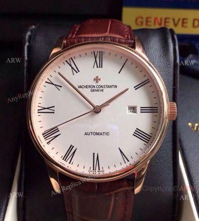 Best Replica Vacheron Constantin Geneve Rose Gold Roman Watch